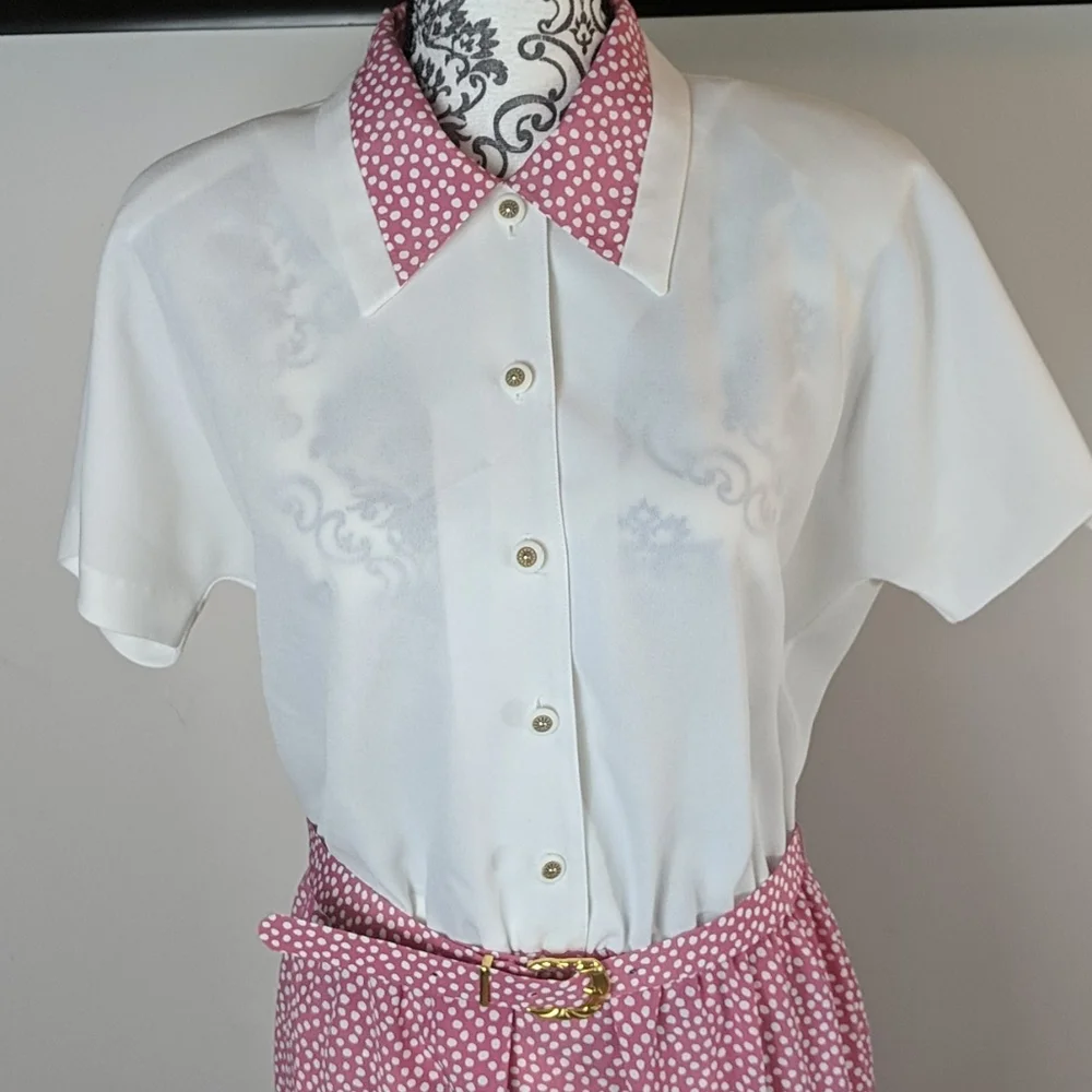 Vintage Florentine Pink Polka Dot Dress With Matching Jacket 12 (fits M) - Picture 8 of 16